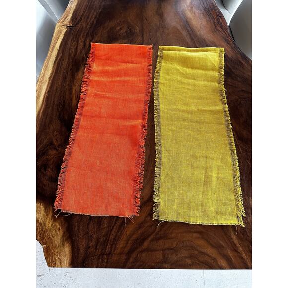 Table Runners Burlap Orange and Yellow, Set of 2 - Picture 3 of 9